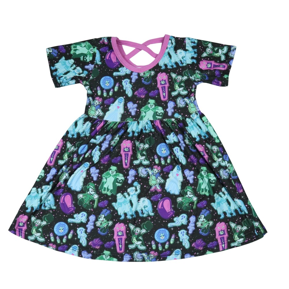 Disney Enchanted Dress Shop Haunted Mansion Girls Dress 4T Black Pink Halloween